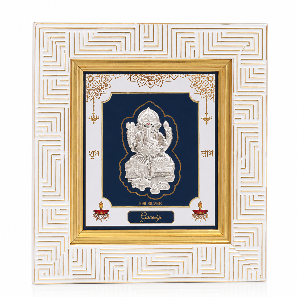 Ganpatiji Square Shape Silver Photo Frame