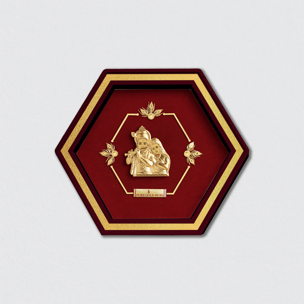 Radha Krishna Sacred 24K Gold Frame