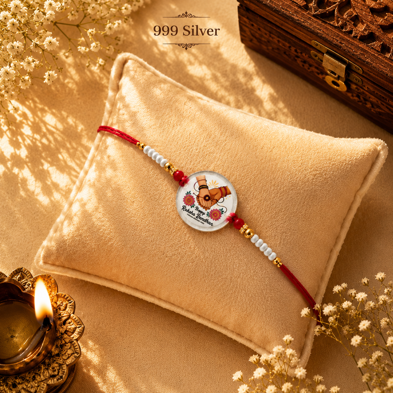 Golde Ball 999 Silver Rakhi